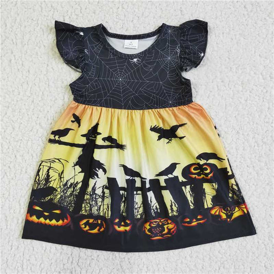 SALES NEW Baby Girls Halloween Pumpkin Dress with Black Pearl Detailing Cute Costume for Little Ones