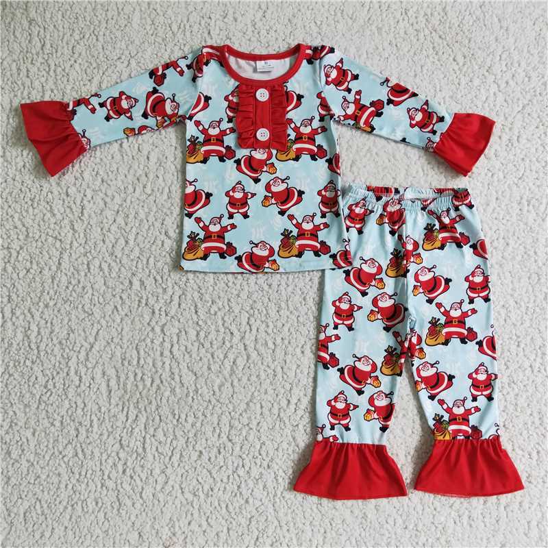 SALES  NEW   Baby Girls Christmas santa pajamas pants sets