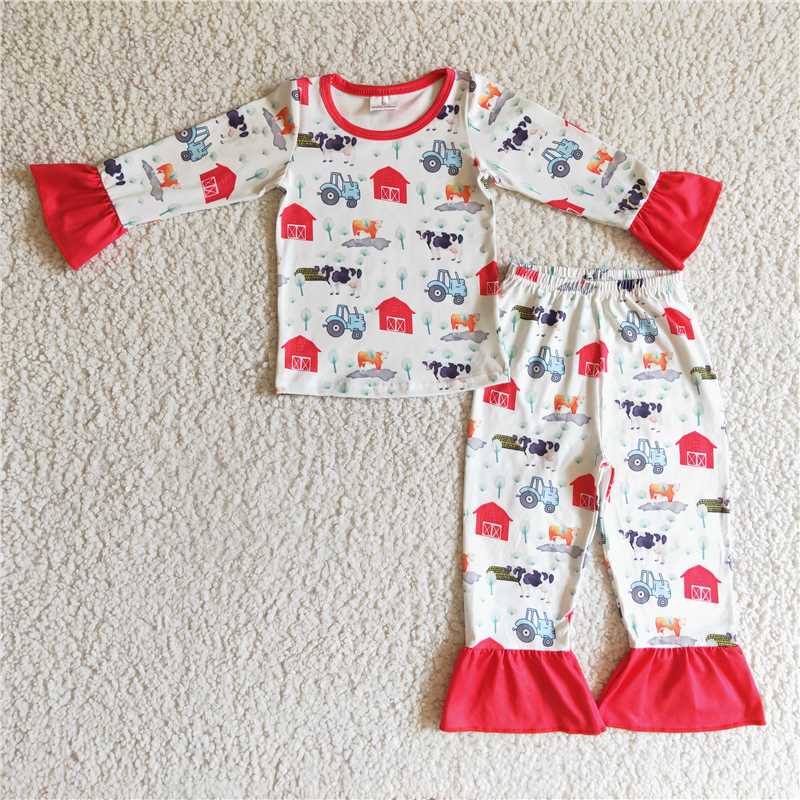 SALES  NEW Baby Kids Girls Farm Themed Pajamas And Clothes Set Cute Children's Sleepwear Or Outfit Ensemble