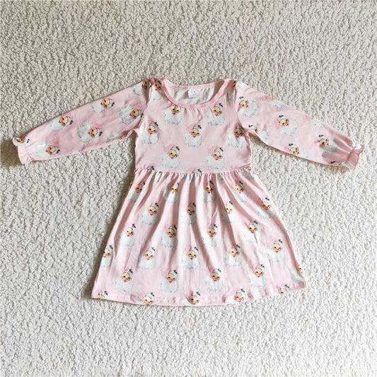 SALES  NEW Baby Girls Pink Santa Long Sleeve Christmas Dress Cute Holiday Outfit for Little Ones