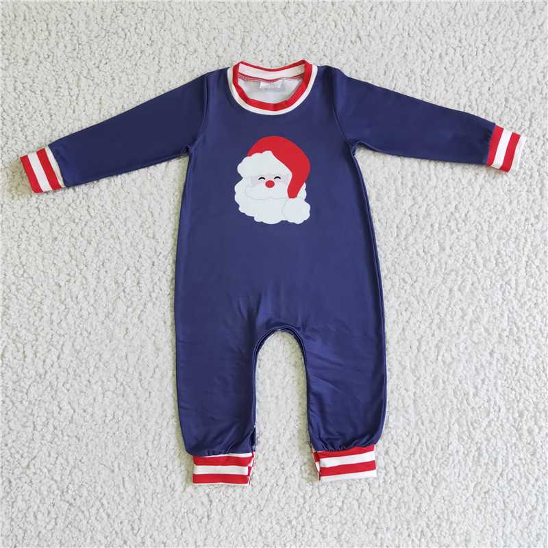 RTS NO MOQ Santa Claus Boys Long Sleeve and Trousers Romper Positio Boys Santa Claus Navy Long Sleeve Striped Trousers Setning
