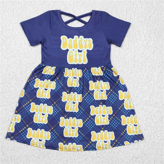 SALES NEW Baby Blue Short Sleeve Knee-Length Dress Infant Girls' Clothing Letter Print Fashionable And Comfortable Dress for Toddlers
