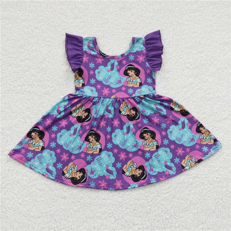 Cute Clothes GSD0230 Baby Girls Summer Purple Knee Length Dresses