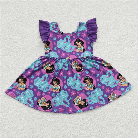 Cute Clothes GSD0230 Baby Girls Summer Purple Knee Length Dresses