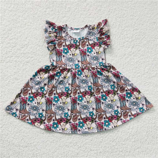 SALES NEW Summer Knee-Length Western Boots for Baby Girls Pair with flutter sleeve Dresses