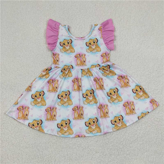Cute Clothes SALES NEW Baby Girls Print Knee-Length Dress with Flutter Sleeves Cute And Fashionable Children's Clothing