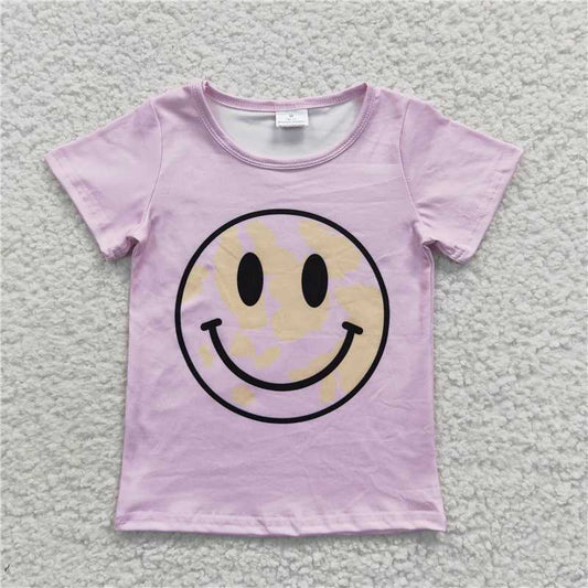 SALES NEW Lavender Baby Girls Short Sleeve Shirt Tops Soft Cotton Clothing for Little Girls Infant Smile Shirt