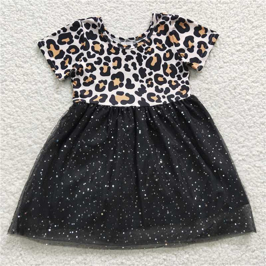 SALES NEW Baby Girls Leopard Print Tulle Knee-Length Dress Cute Toddler Girls Outfit Soft Cotton Leopards Skirt for Kids