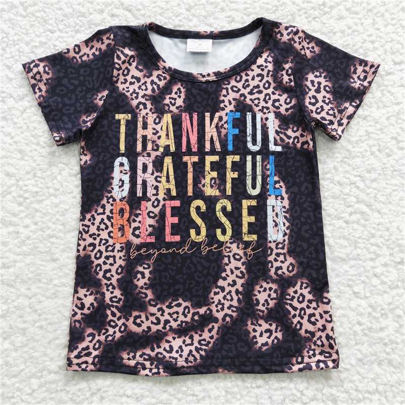 SALES NEW Baby Girls Thankful Short Sleeve Shirt Tops Little Girl's Clothing Casual Comfortable Fashionable