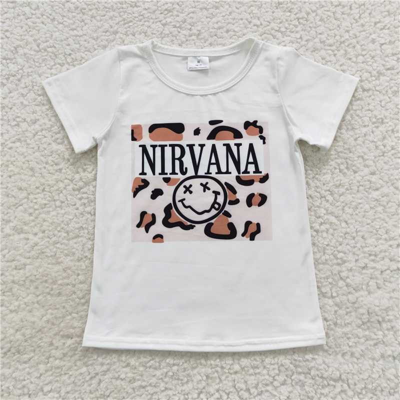SALES NEW Baby Kids Leopard Words Tee Shirts Tops Short Sleeve Cotton Blend Kids Graphic T-Shirt