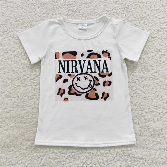 SALES NEW Baby Kids Leopard Words Tee Shirts Tops Short Sleeve Cotton Blend Kids Graphic T-Shirt