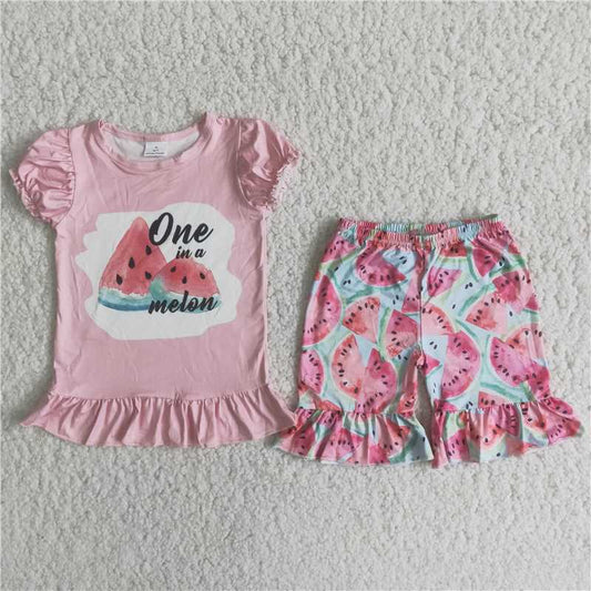 SALES  NEW Pink Watermelon exquisite ruffles Shorts sets
