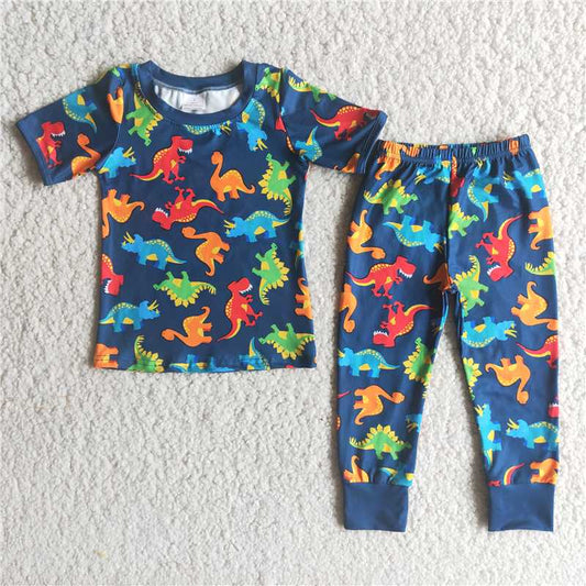 RTS NO MOQ ETA 5/7days Arrived  E2-29 Dinosaur short-sleeved and long-pants suit