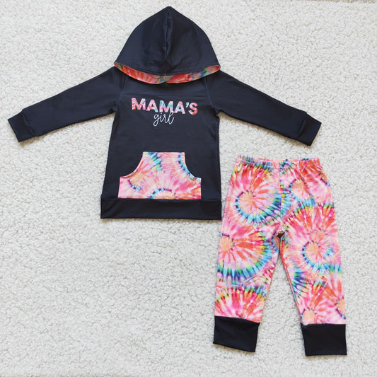 SALES  NEW  Children Mama's girl tie dye hoodie sets