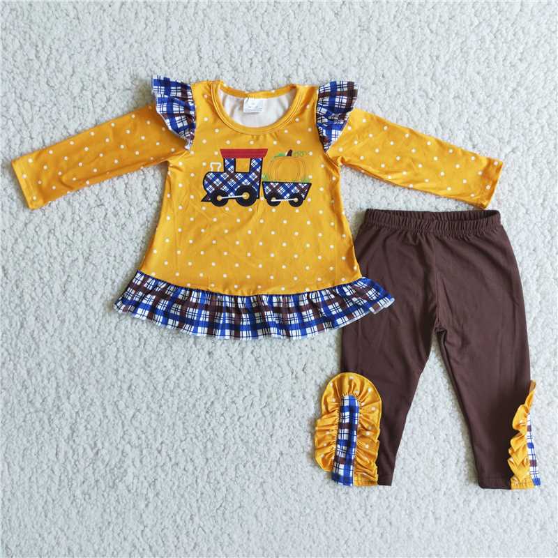 SALES  NEW  Girls pumpkin tractor legging sets