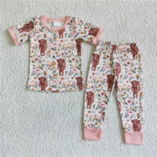 SALES NEW Baby Girls Western Cow Print Pajamas Clothing Set Cute short sleeve Pants Outfit for Little Ones