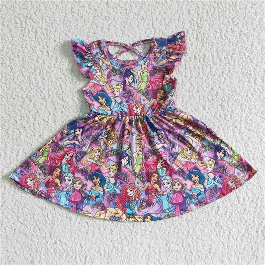 SALES NEW Summer Cross Dress for Baby Girls Little Girl Elastic Waist Cotton Blend Floral Print Dress