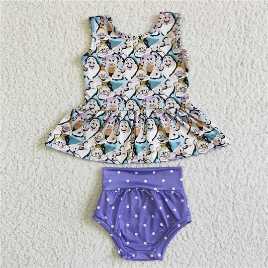 SALES  NEW  Baby girls cartoon dots bummie summer sets