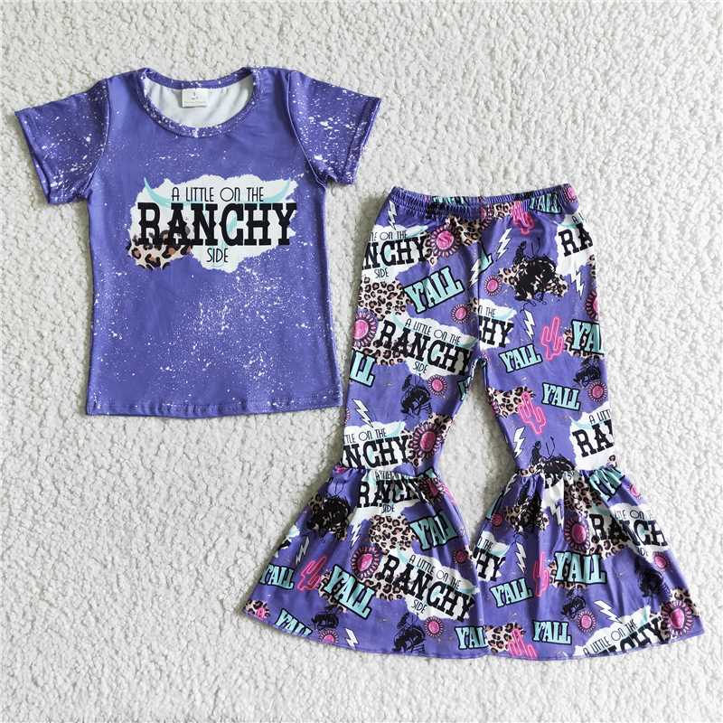 SALES NEW Baby Girls Western Outfit with Purple Bell Pants Cute And Stylish Baby Girl's Clothing