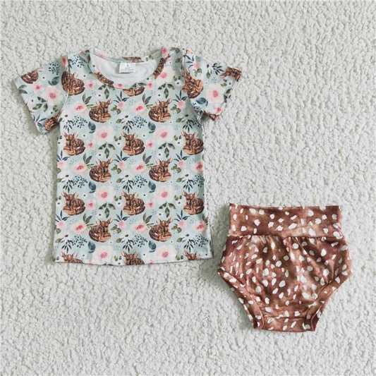 SALES  NEW  Baby girls deer bummie summer sets