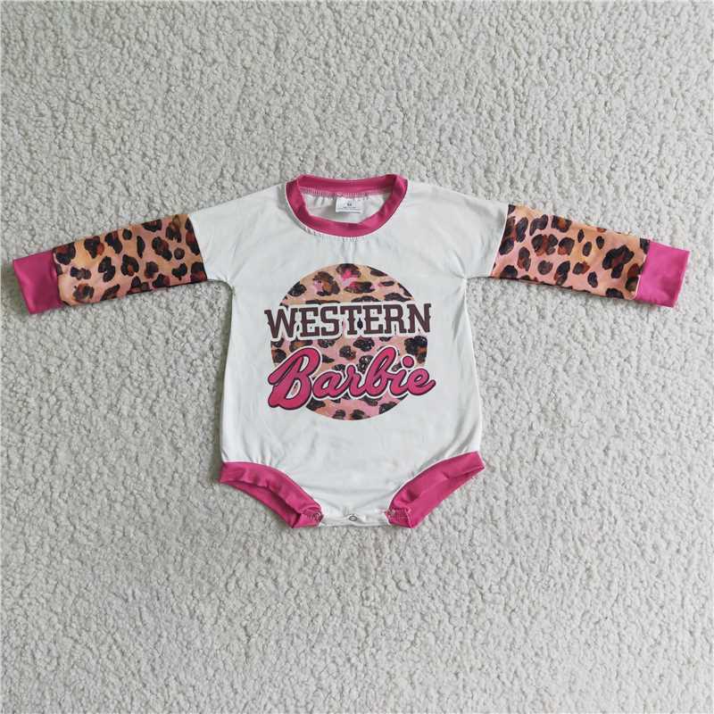 SALES  NEW Baby girls western leopard long sleeve rompers
