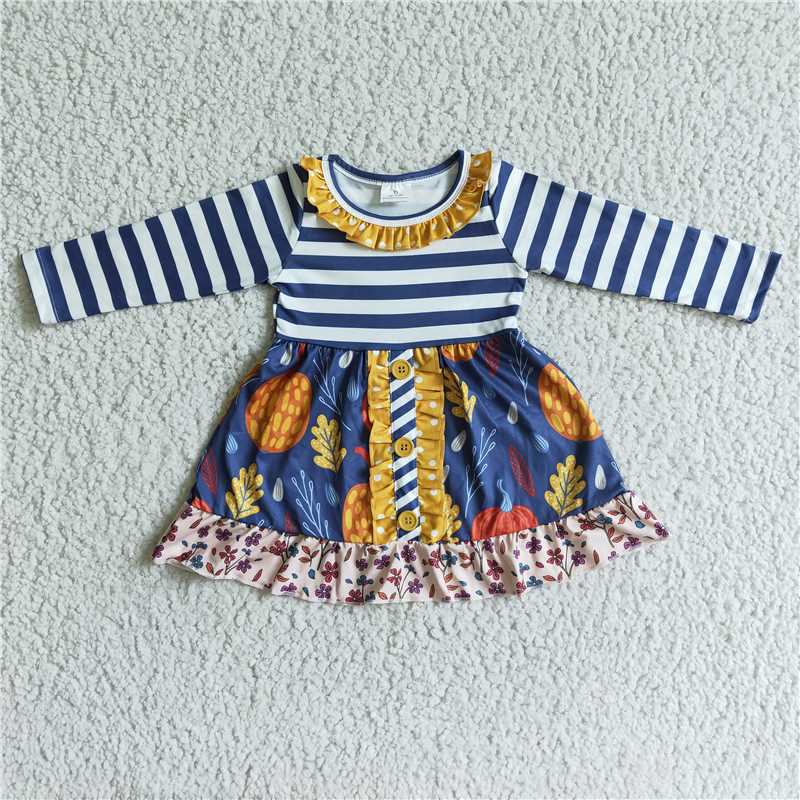 SALES  NEW Baby Girls Long Sleeve Pumpkin Dress Halloween Costume Cute Toddler Girls Outfit Fall Season Fashionable Kids Clothing