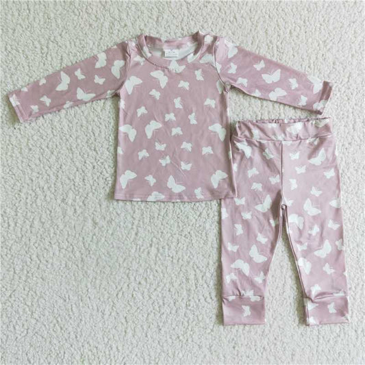 SALES  NEW Baby Girls Butterfly Print Pajamas Set Comfortable Cotton Sleepwear for Fall Season Two-Piece Outfit Includes Top And Pants