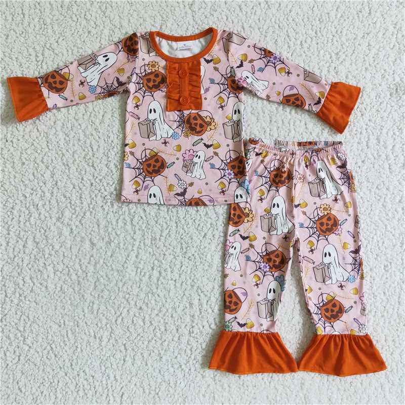 SALES  NEW  baby girls ghost pumpkin Halloween pajamas sets