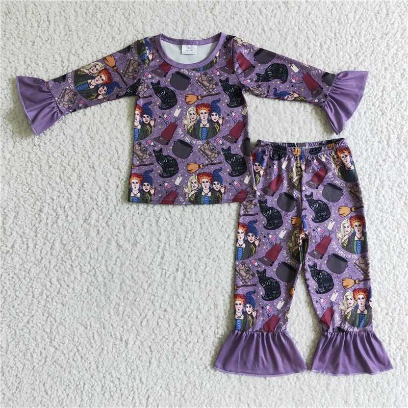 SALES  NEW Baby Girls Halloween Witch Ruffle Pajamas Set - Cute Costume Clothing Pants Outfit for Infants