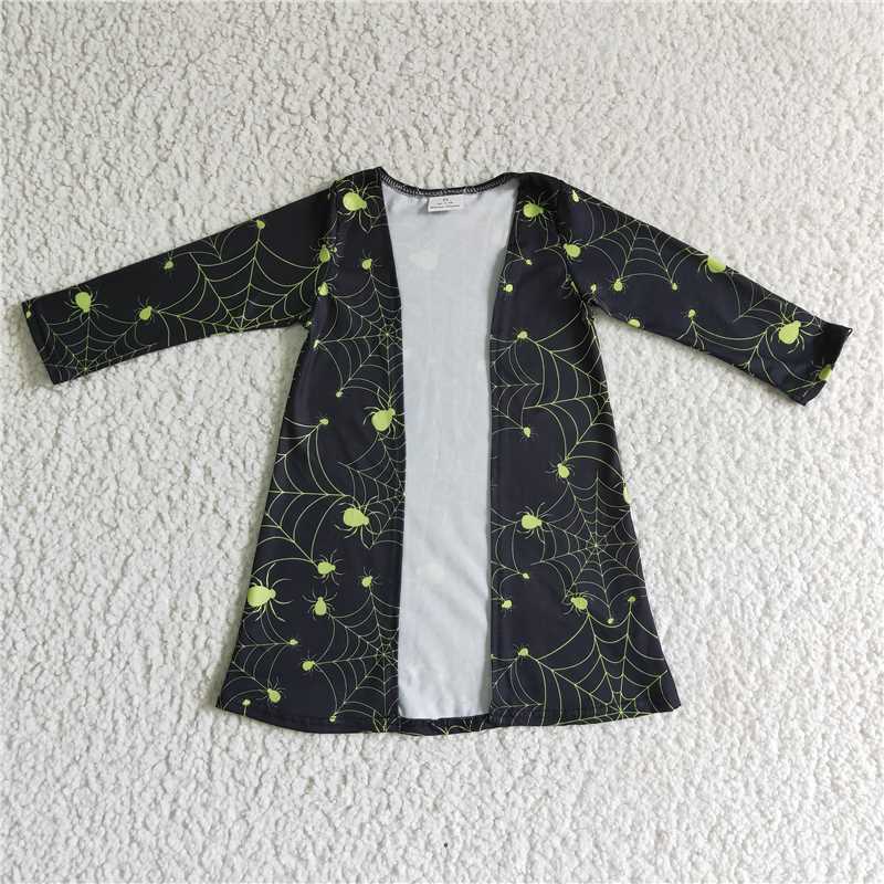 RTS NO MOQ GT0042 Girls' long-sleeved cardigan with ghost flower and bat pattern