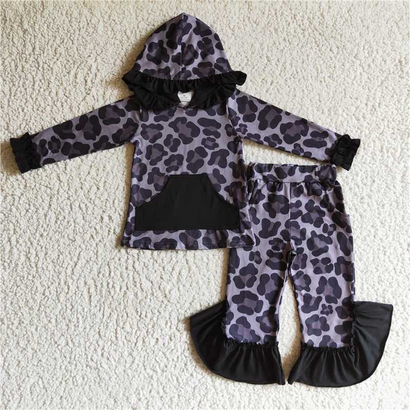RTS NO MOQ Sibling Baby Girl clothes cotton hoodedTop Bell Pants Clothes Sets