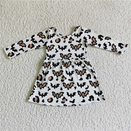 SALES  NEW Baby Girls Leopard Bat Knee-Length Dress Cute Animal Print Dress for Little Girls Baby Clothing