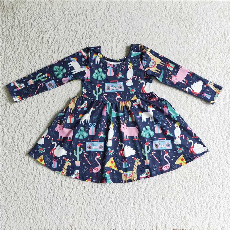 SALES  NEW Baby Girls Knee-Length Christmas Patten Dress Cute Holiday Party Outfit for Infants