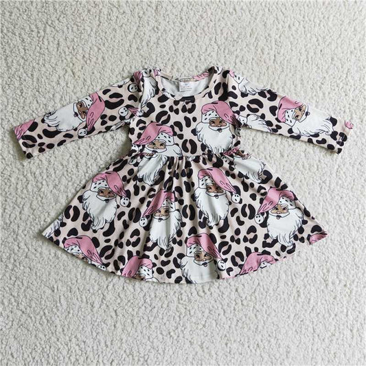 SALES  NEW Baby Girls Pink Santa Christmas Twirl Knee-Length Dress Festive Holiday Outfit for Infants