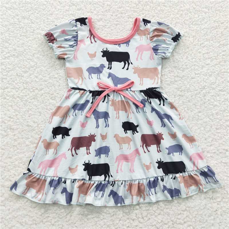 SALES NEW Baby Girls Farm Knee-Length Dress Cute Children's Clothing Style Dress for Little Girls