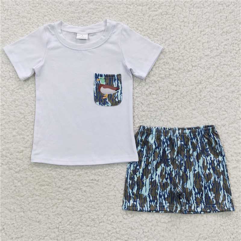 RTS NO MOQ Sibling Baby boy clothes duck Short Sleeve shorts Suits