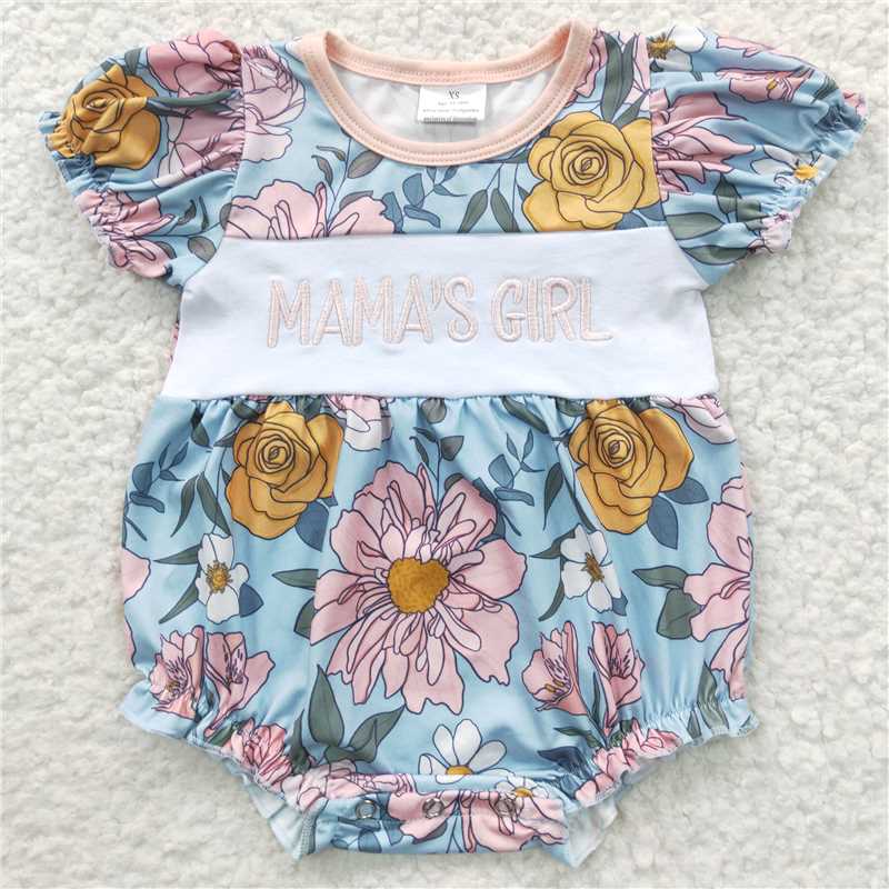 RTS NO MOQ baby girl clothes floral short-sleeved romper dress
