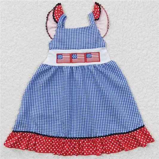 SALES  NEW Baby Girls Knee-Length Flag Dress July 4th Patriotic Outfit Infant Girls' Clothing Red White Blue