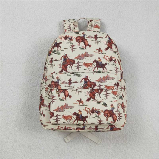 Restock BA0059 Baby Kids Cute Rodeo Print Zip Backpack School Back Bag