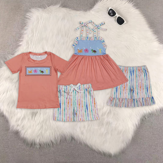 RTS NO MOQ baby Girls Clothes short sleeve shorts Sets
