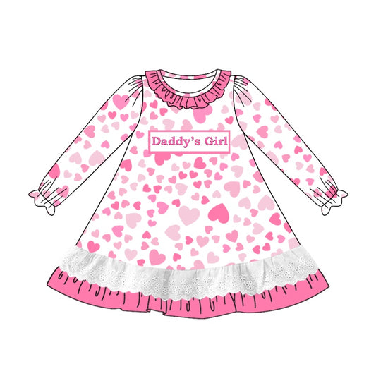 9.6 custom each style moq 5eta 4-6week Sibling Sister daddy girl pink baby girl dress and rompers match family design
