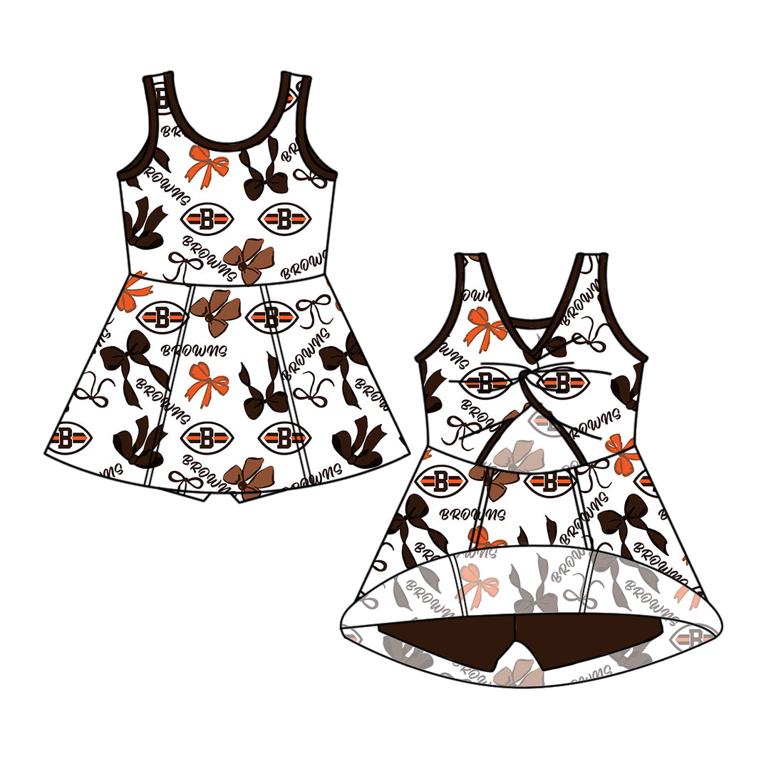 Custom moq 5 mix sizes summer teams baby girls clothes team brick red short sleeve skirts shorts sets 1 and skirts sets 2 and dress 1 and dress 2 and dress 3 and dress 4-25.6.5