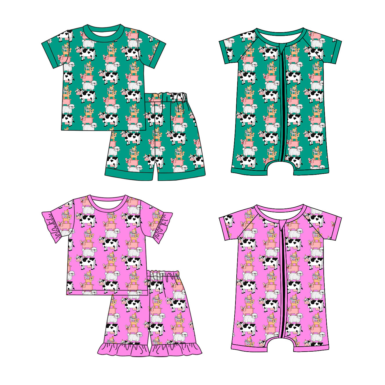 3.25 Custom moq 5 mix size Sibling Baby Boy Girl  Short-Sleeved Outfit Set Short Sleeve Romper