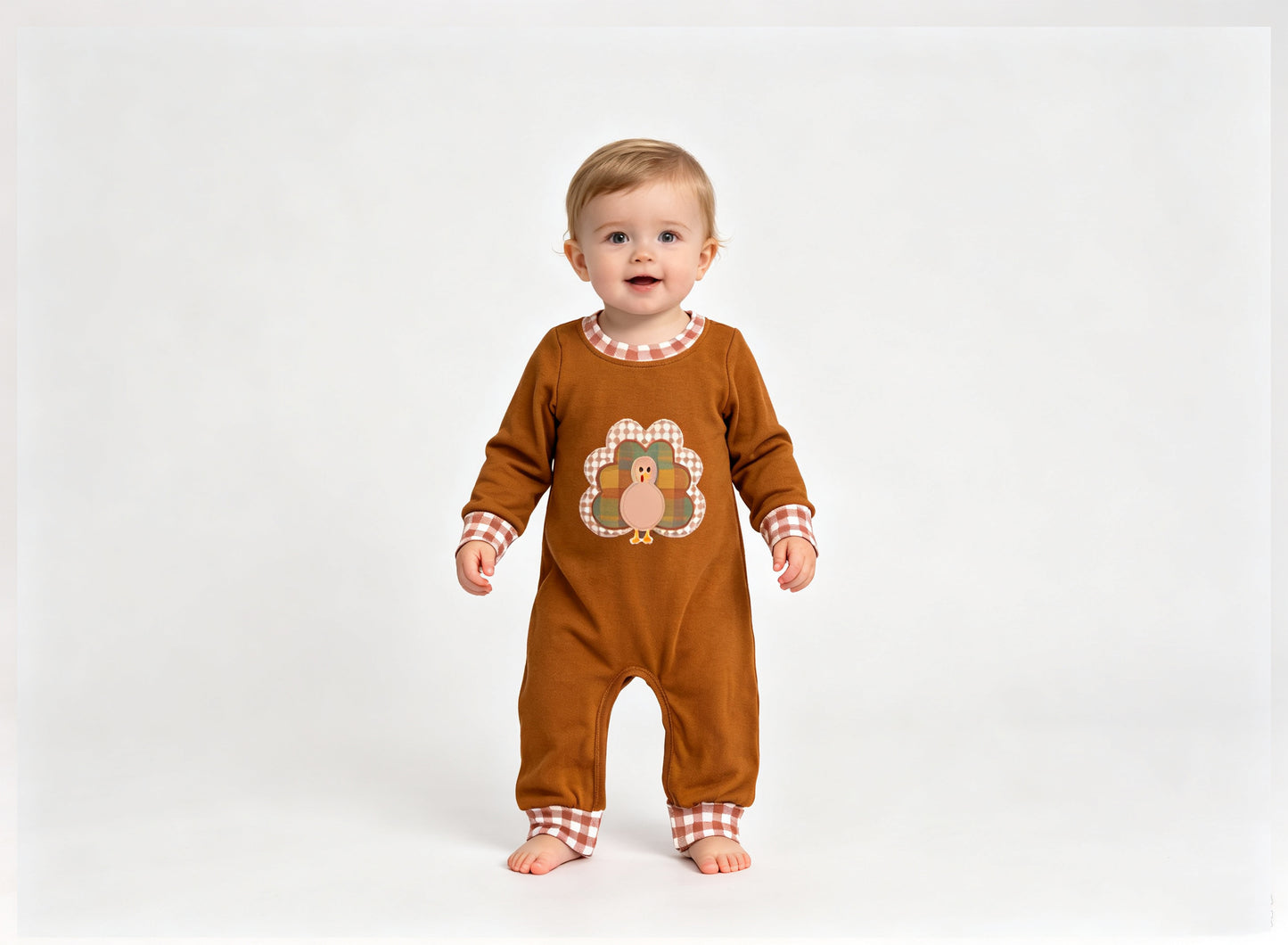 (Sample) No moq milk silk LR3170 Embroidery Turkey Baby Girls Thanksgivings Pant Holiday Rompers