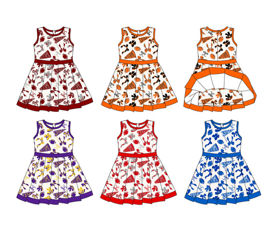 25.10.3 custom each style moq 8 eta 6-8week Sibling Sisters team bow baby girl sleeveles dress 5 match family design