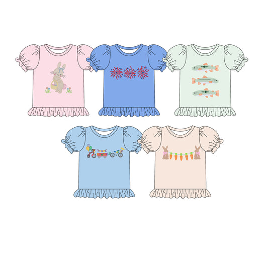 25.11.11 custom each style moq 5 eta 6-8week Sibling Sisters baby girl short sleeve top 5 match family design