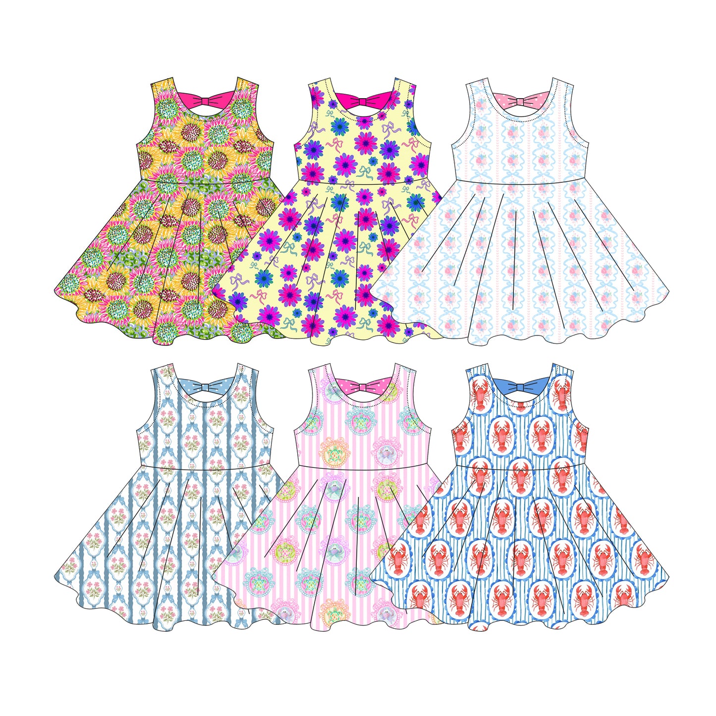 3.4 Custom moq 5 mix size Sibling Baby Girl's flowers Sleeveless Dress Cute Toddler Girls' Summer Casual Dress