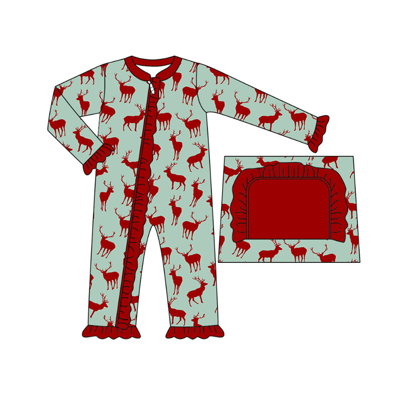 7.10 custom each style moq 5eta 4-6week Sibling Sister deer baby girls sets and rompers match family design