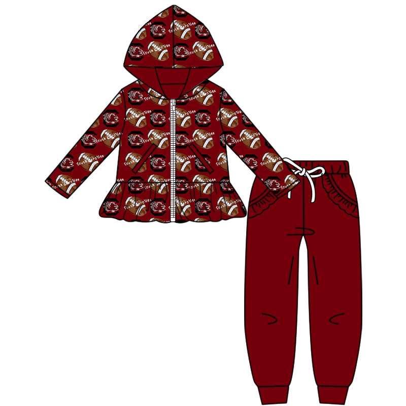 Custom moq 5 mix size milk silk summer teams baby girls clothes brick red hooded long sleeve pants sets and boy sets and dress and pant-25.8.21