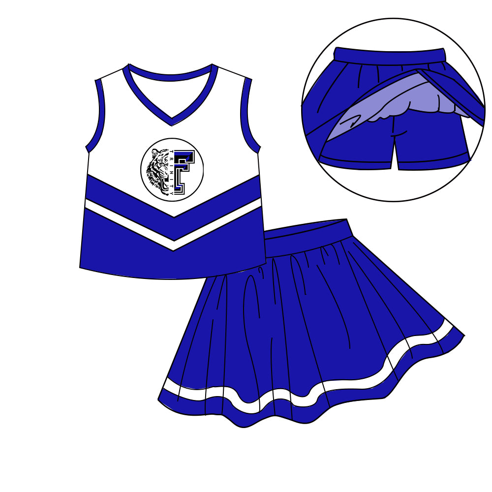Custom moq 5 mix size milk silk baby girls clothes team blue sleeveless skirts sets 1 and skirts sets 2 and dress -25.7.18